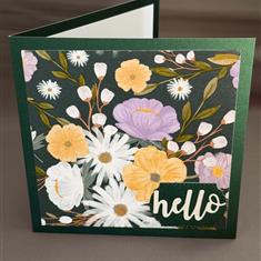 Green floral hello greeting card