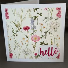 Hello floral gretting card white
