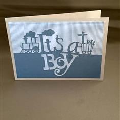 its a boy handmade card light blue